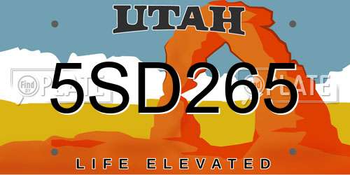 5SD265 Utah License Plate