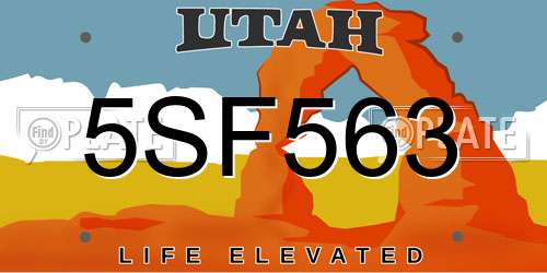 5SF563 Utah License Plate