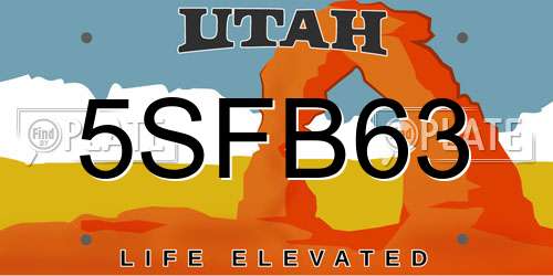 5SFB63 Utah License Plate