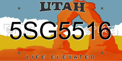 5SG5516 Utah License Plate