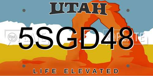 5SGD48 Utah License Plate