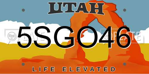 5SGO46 Utah License Plate