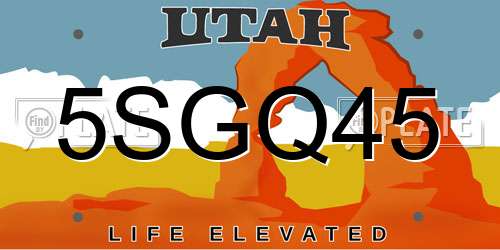 5SGQ45 Utah License Plate