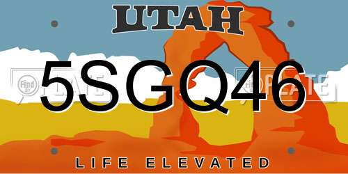 5SGQ46 Utah License Plate