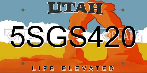 5SGS420 Utah License Plate