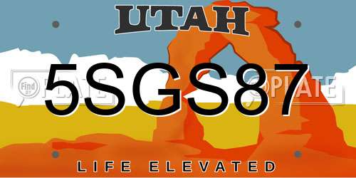 5SGS87 Utah License Plate