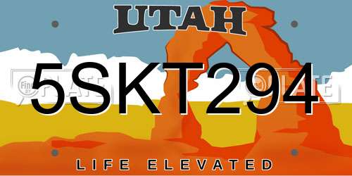 5SKT294 Utah License Plate