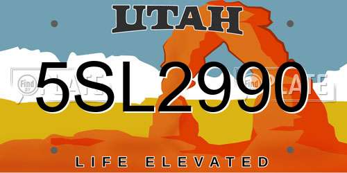 5SL2990 Utah License Plate