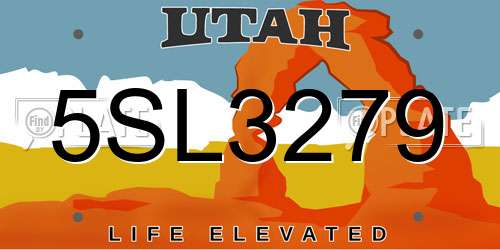 5SL3279 Utah License Plate