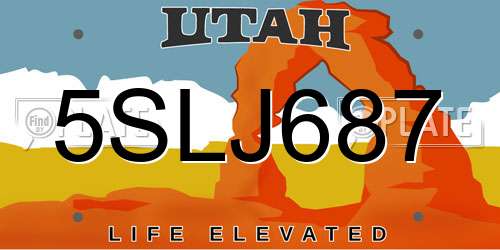 5SLJ687 Utah License Plate