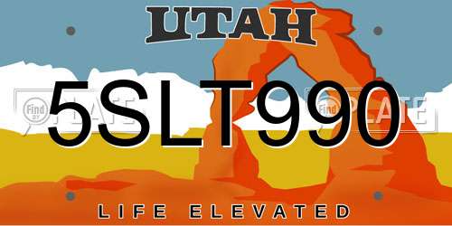 5SLT990 Utah License Plate