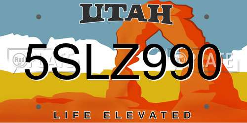 5SLZ990 Utah License Plate