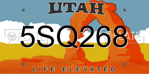 5SQ268 Utah License Plate