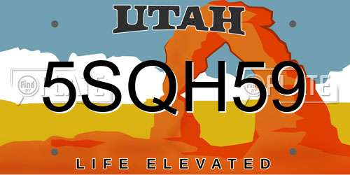 5SQH59 Utah License Plate