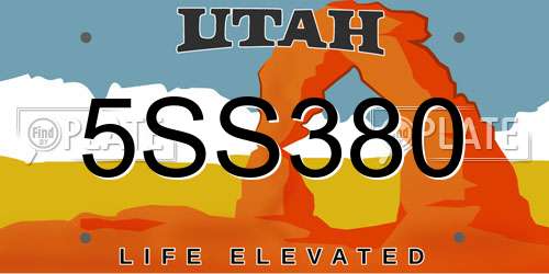 5SS380 Utah License Plate