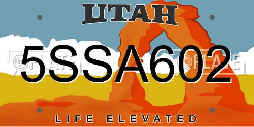 5SSA602 Utah License Plate