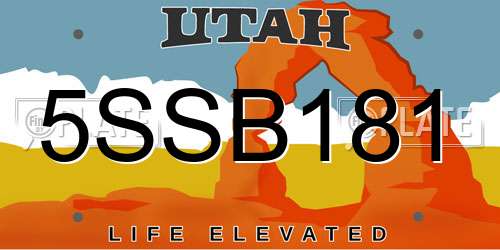 5SSB181 Utah License Plate
