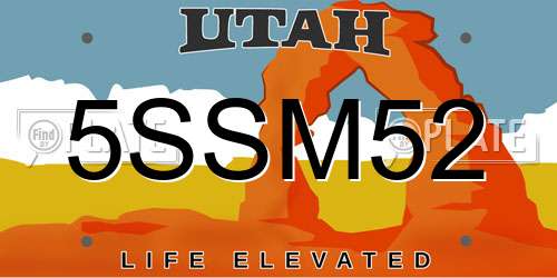 5SSM52 Utah License Plate