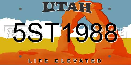 5ST1988 Utah License Plate