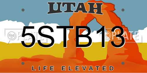 5STB13 Utah License Plate