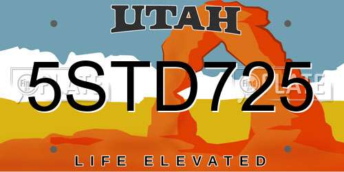 5STD725 Utah License Plate
