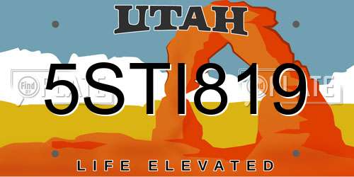 5STI819 Utah License Plate