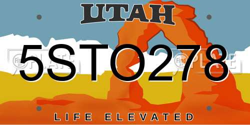 5STO278 Utah License Plate