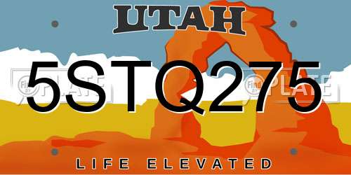 5STQ275 Utah License Plate