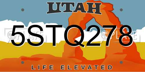 5STQ278 Utah License Plate