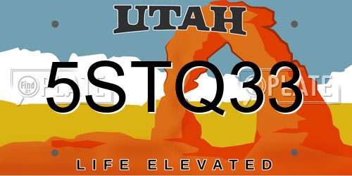 5STQ33 Utah License Plate