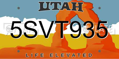 5SVT935 Utah License Plate