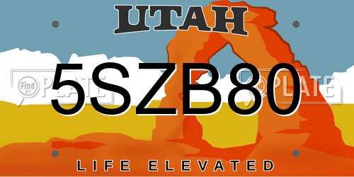 5SZB80 Utah License Plate