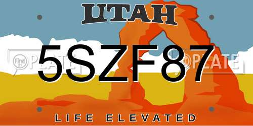 5SZF87 Utah License Plate