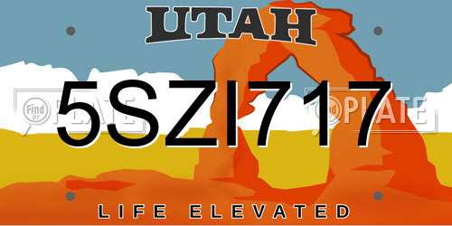 5SZI717 Utah License Plate