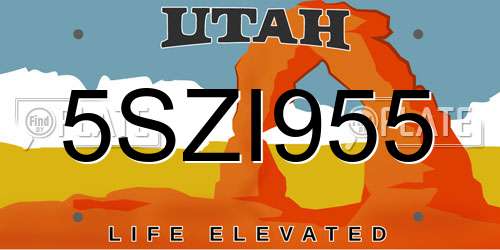 5SZI955 Utah License Plate