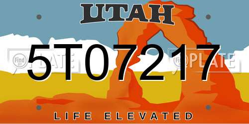 5T07217 Utah License Plate
