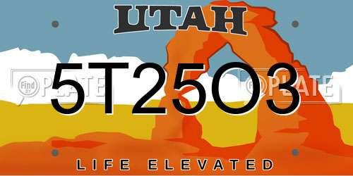 5T25O3 Utah License Plate