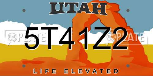 5T41Z2 Utah License Plate