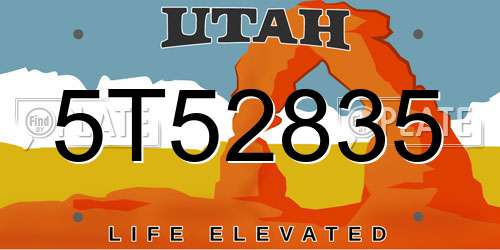 5T52835 Utah License Plate