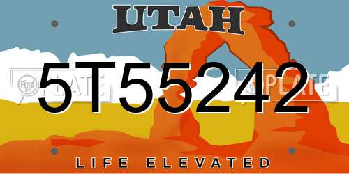 5T55242 Utah License Plate