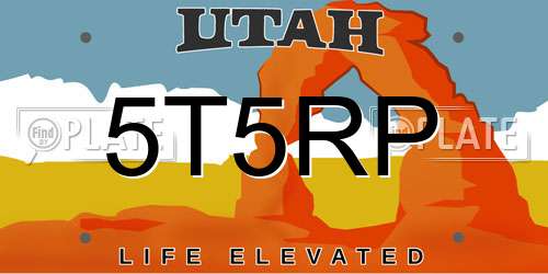 5T5RP Utah License Plate