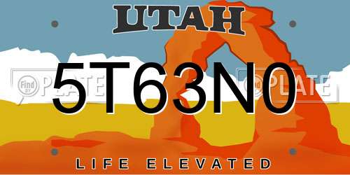 5T63N0 Utah License Plate