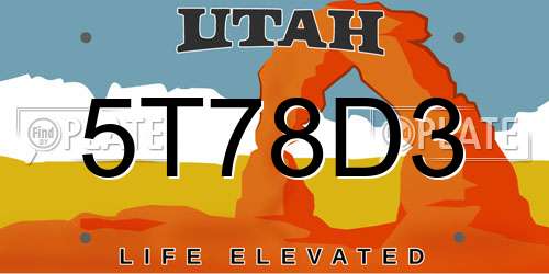 5T78D3 Utah License Plate