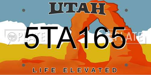 5TA165 Utah License Plate