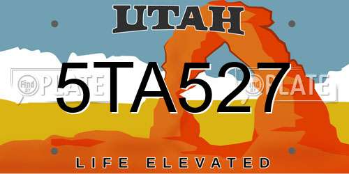 5TA527 Utah License Plate