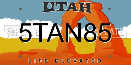 5TAN85 Utah License Plate