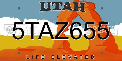 5TAZ655 Utah License Plate