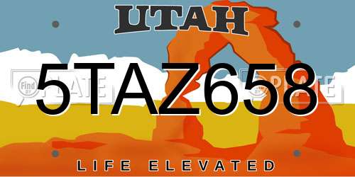 5TAZ658 Utah License Plate