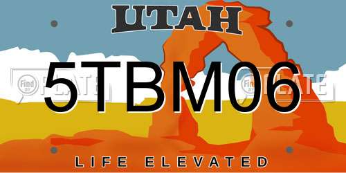 5TBM06 Utah License Plate