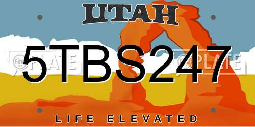 5TBS247 Utah License Plate